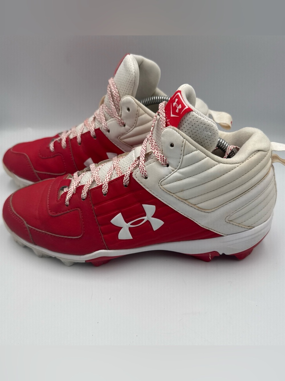 Under Armour Red and White Kids' Baseball Cleats